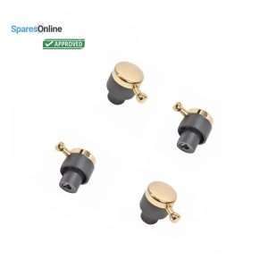 4 x Compatible Rangemaster Classic Black & Gold Knobs 6mm | P094240