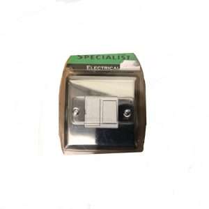 Chrome Switched Fused Spur 13A with White Inserts | Rounded Edges